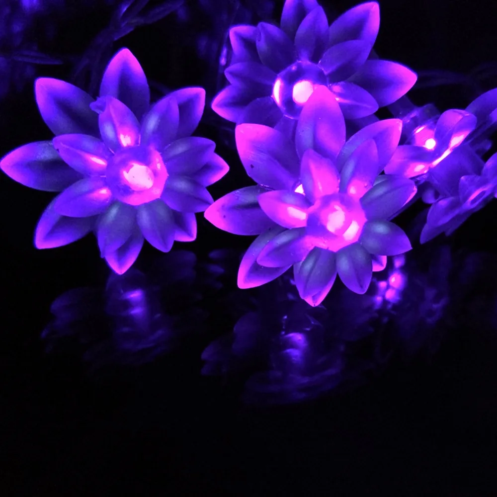 YIYANG Battery 2M 20LED Holiday Lotus Flower LED String Lights For Wedding Parties Decoration Lightings lumieres de lotus | Лампы и