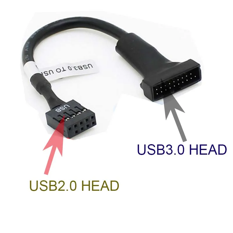 

10 шт., 20-контактный Штекерный разъем USB 2,0, адаптер мама для шнура материнской платы