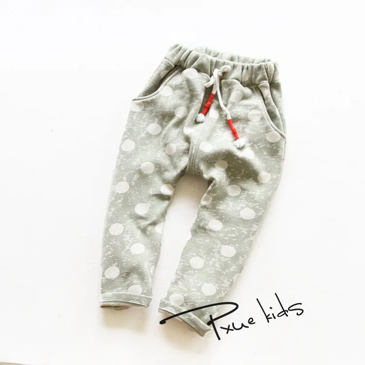 Зимние штаны для мальчика 2-7 лет модный рисунок в горошек детские штаны-шаровары