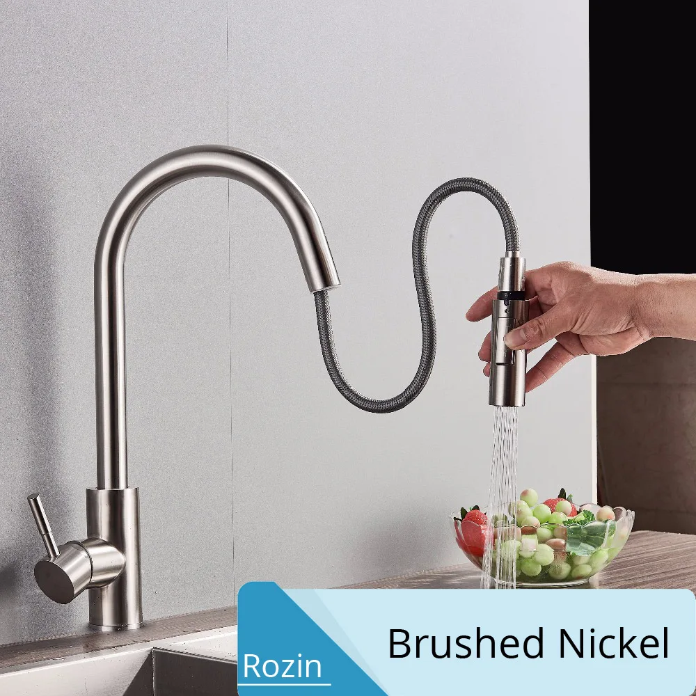 

Brushed Golden Kitchen Faucet Sink Mixer Tap Pull Out Swivel Spout Sink Faucet Stream Sprayer Kitchen Hot Cold Water tap
