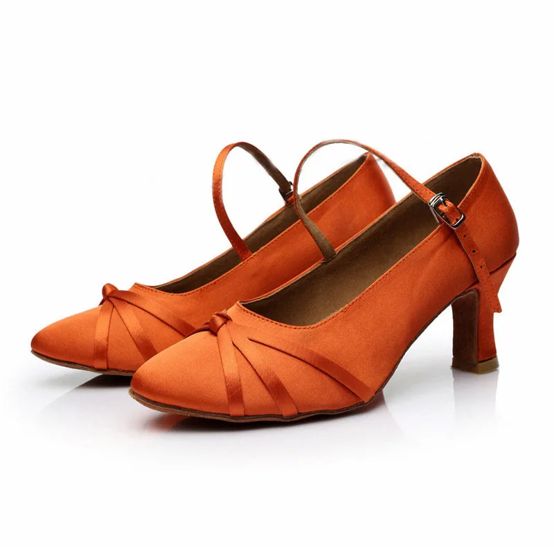 

Satin Soft Sole Ballroom Women Latin Dance Shoes Tango Chacha Latin Dancing Shoes for Adult Ladies Girls Heel 5/7cm A195