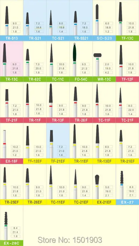45 шт. Стоматологический Продукт Стоматологические алмазные боры|dental diamond burs|diamond