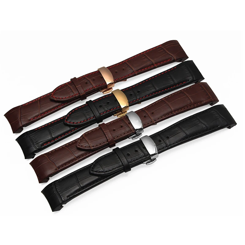 Высококачественный 21 мм черный | Коричневый ремешок для часов из натуральной