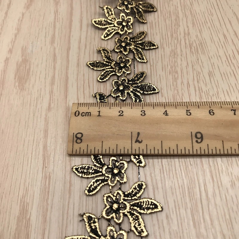 GXINUG 1 Yard 3.5CM Gold Victorian Antique Metallic Embroidered Flowers Lace Trim Wedding Vintage DIY Sewing Crafts | Дом и сад