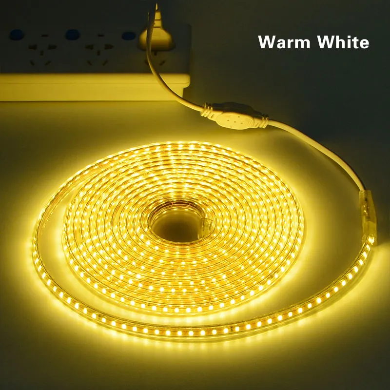 2835SMD Warm 1/2/3/4/5/6/7/8/9/10M Светодиодные ленты светильник 220V неоновый светодиодный светильник лента Водонепроницаемый 120 светодиодный s/M 2835 Фея светильник s Рождественский светильник ing для сада - Испускаемый цвет: 2835SMD Warm
