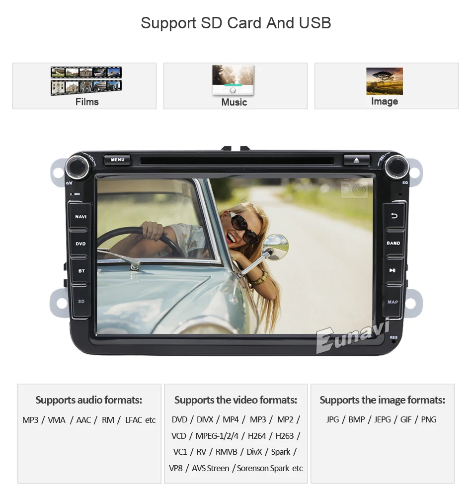 Eunavi 2 Din 8 дюймов Автомобильный dvd для VW POLO GOLF MK5 MK6 PASSAT B6 JETTA TOURAN TIGUAN с gps навигацией радио SWC Bluetooth