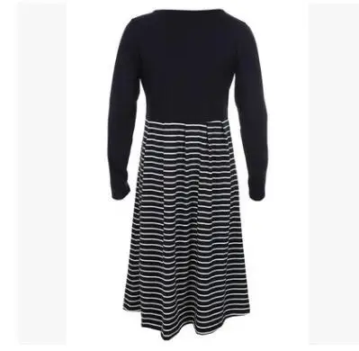 Новый размера плюс повседневные женские с длинными рукавами в полоску осенние