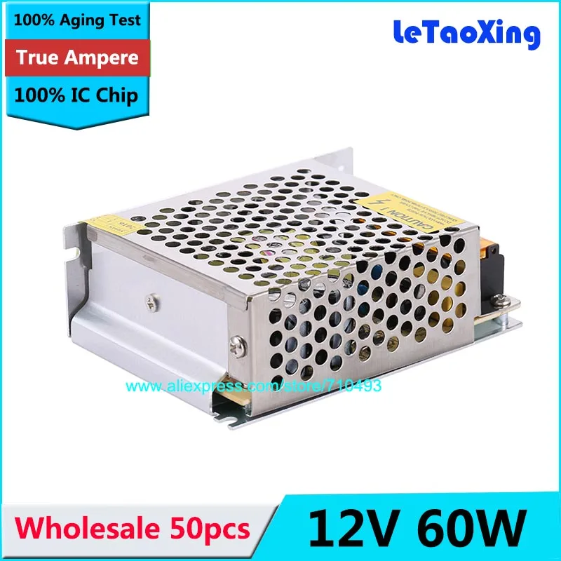 50pcs 12V 5A 60W 110V-220V Lighting Transformer High quality LED driver for strip 3528 5050 power supply Free shipping | Лампы и