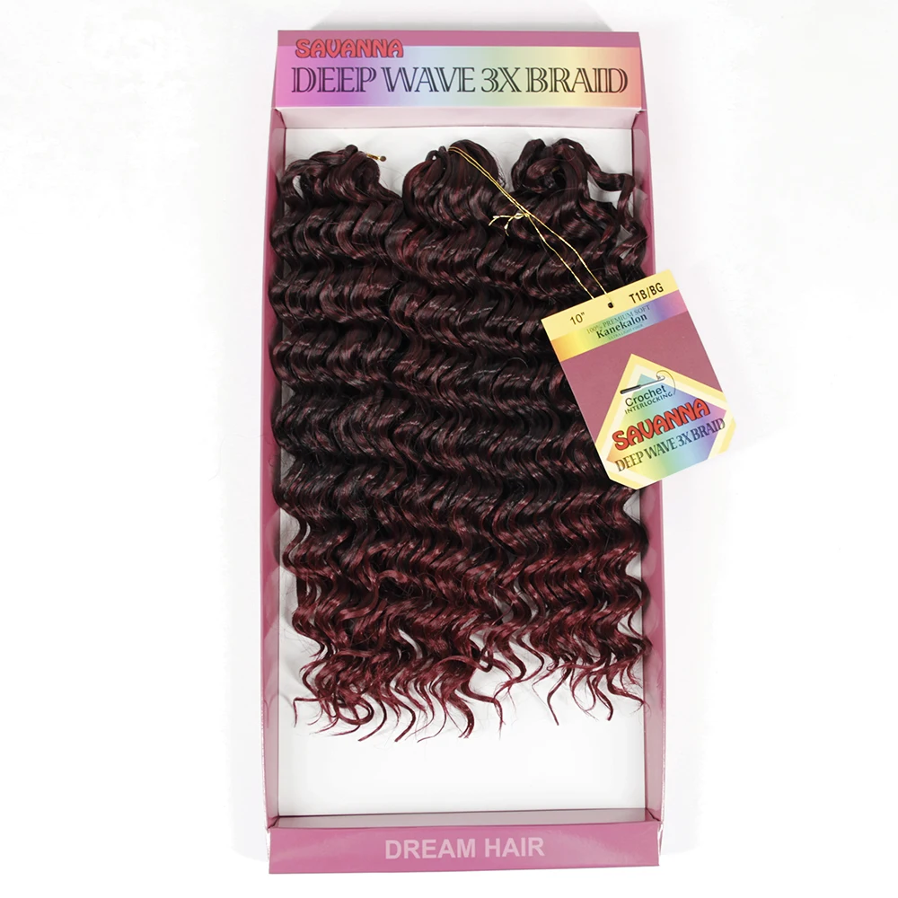 YXCHERISHAIR Kanekalon Синтетические глубокая волна вязаный крючком плетение волос 10
