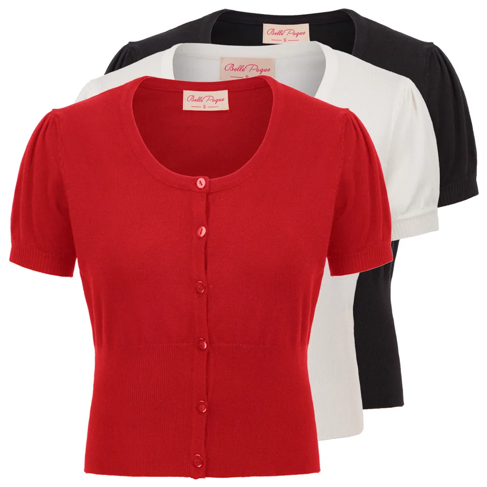 BP Women Short Sleeve Cardigan Button Placket Cropped Coat Tops Knitwear Jumpers |