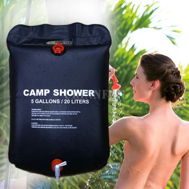 

50Pcs/Lot 20L / 5 Gallons Solar Energy Heated Camp Shower Bag Outdoor Camping Utility Water Storage PVC Black Shower Water Bag