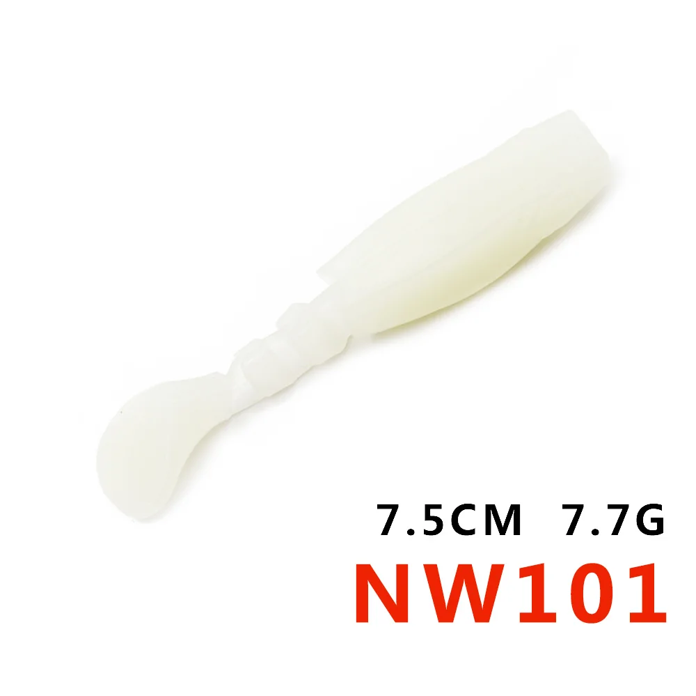 7.5cm7.7gNW101 Bassland мягкие пластиковые приманки рыболовные приманки для зимней рыбалки T-хвост 7,5-8,5 см 7-11g 10 видов цветов 4-5 шт./пакет Для Бас окунь Щука - Цвет: 7.5cm7.7gNW101