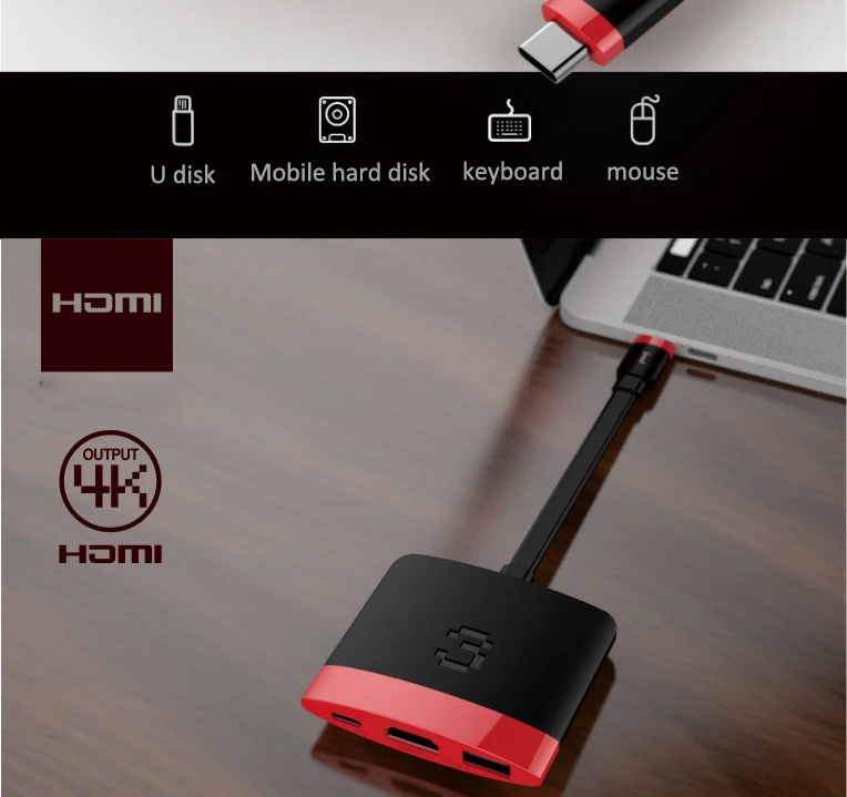Thunderbolt 3 USB C type c к HDMI 4K USB3.0 PD 60W быстрая зарядка 3 в 1 usb-хаб для Macbook Pro samsung s9 s10 huawei Matebook