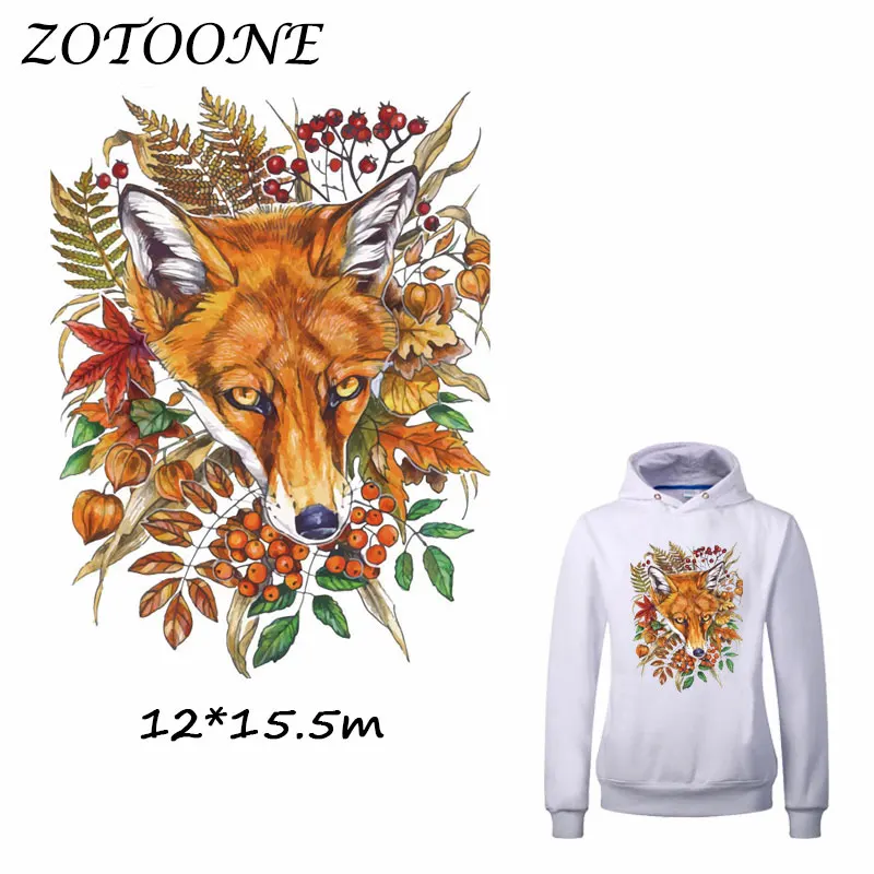 Нашивки ZOTOONE с цветами и лисицей термоклейкая аппликация для одежды аксессуар