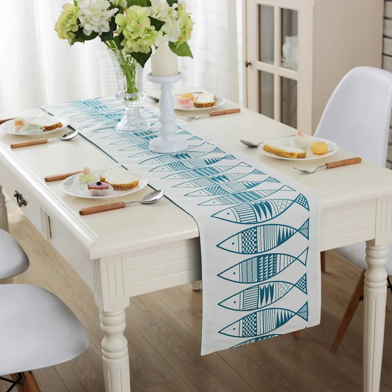 Zhuimenglong Новый стиль белье хлопок Настольная дорожка рыба площадь жаккард Таблица