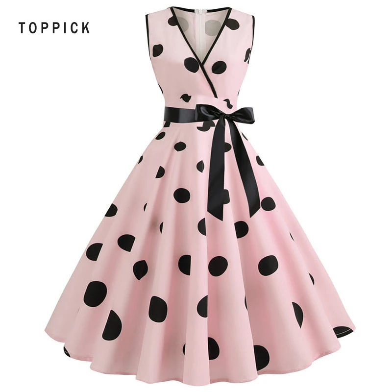 Женское розовое платье в горошек элегантное вечернее без рукавов на бретельках с
