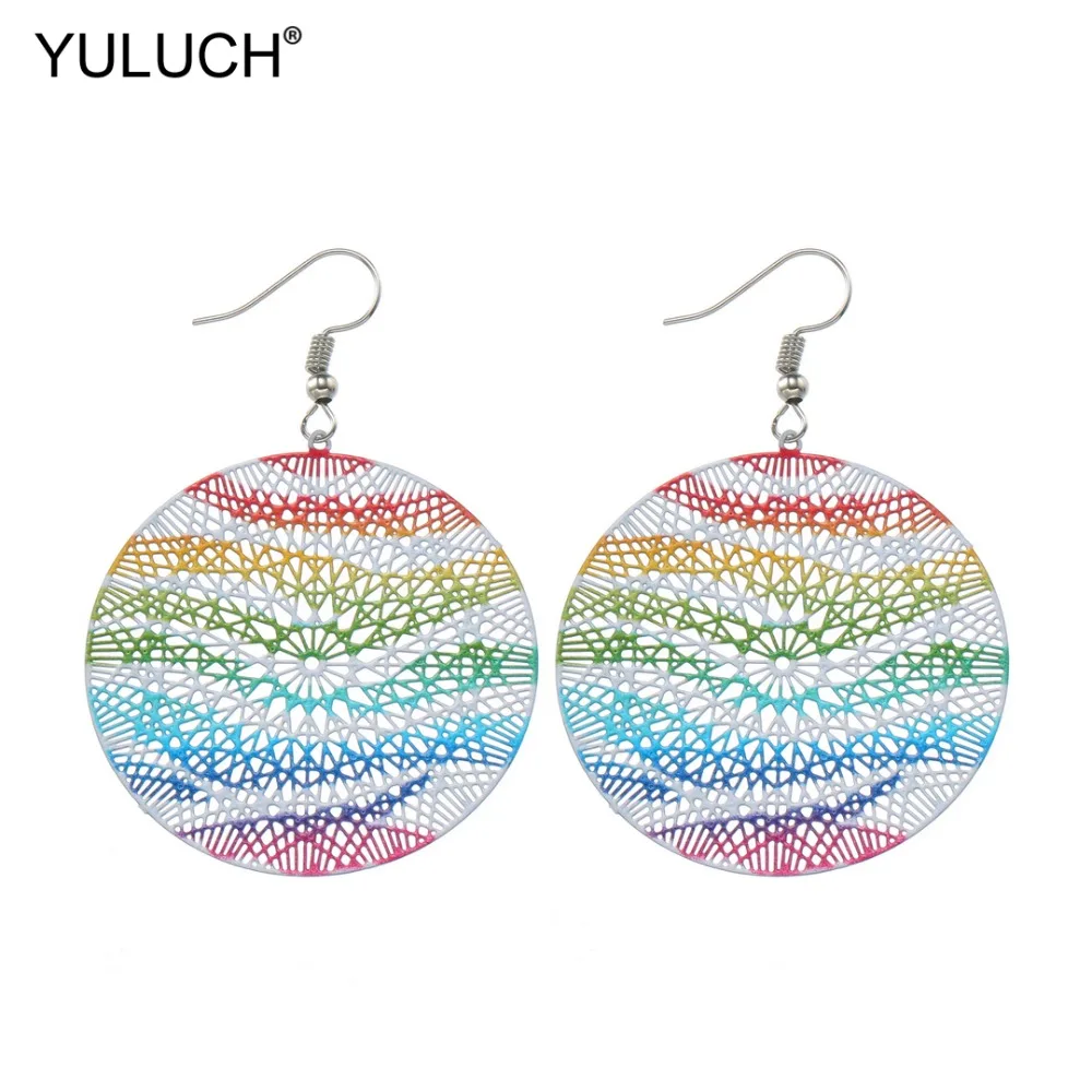 YULUCH 2019 новый дизайн африканские Красочные Висячие серьги из сплава с листьями и