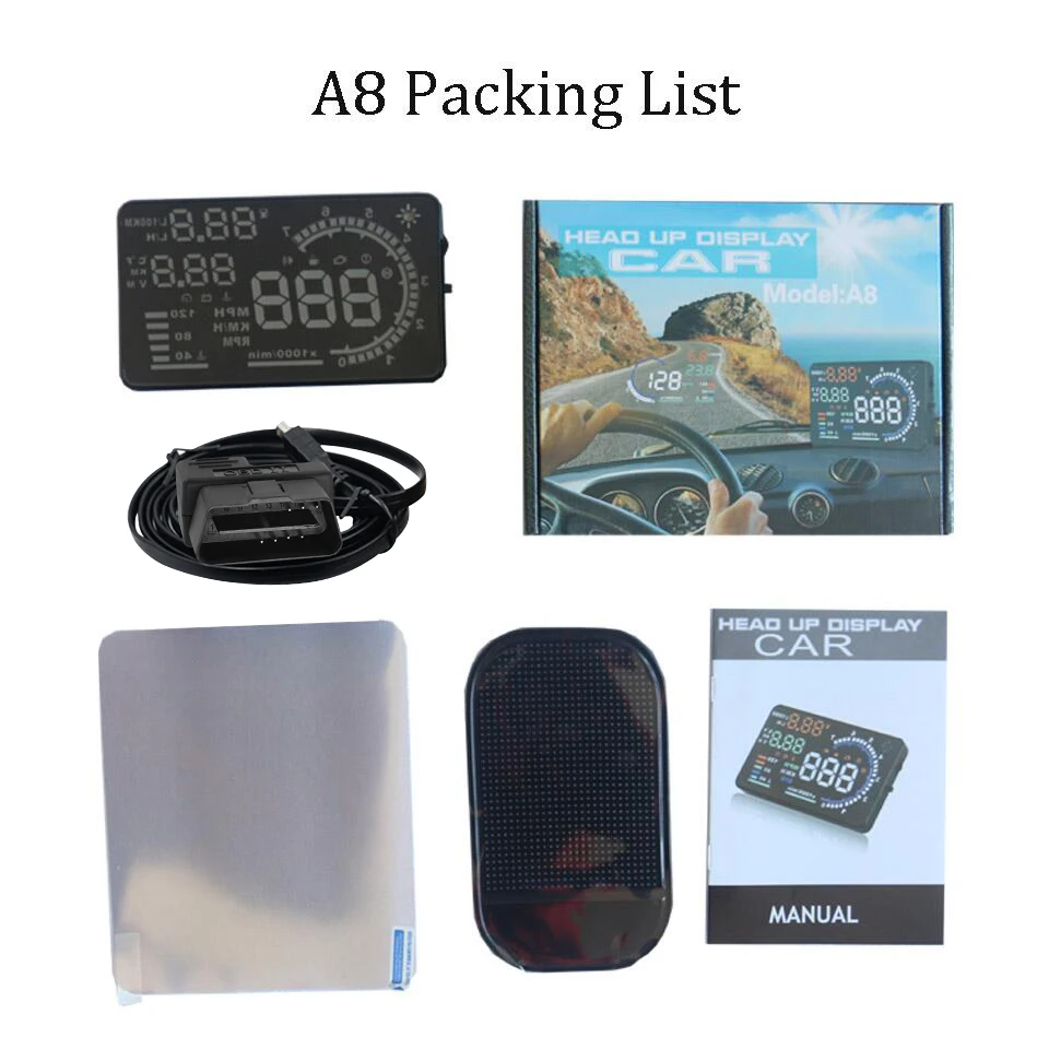 OBD2 HUD Автомобильный дисплей 5," светодиодный проектор на ветровом стекле OBD сканер скорости топлива Предупреждение сигнал тревоги данные диагностический инструмент