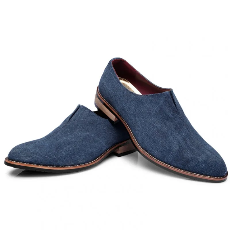 Мужские классические парусиновые туфли серые черные или синие оксфорды с острым