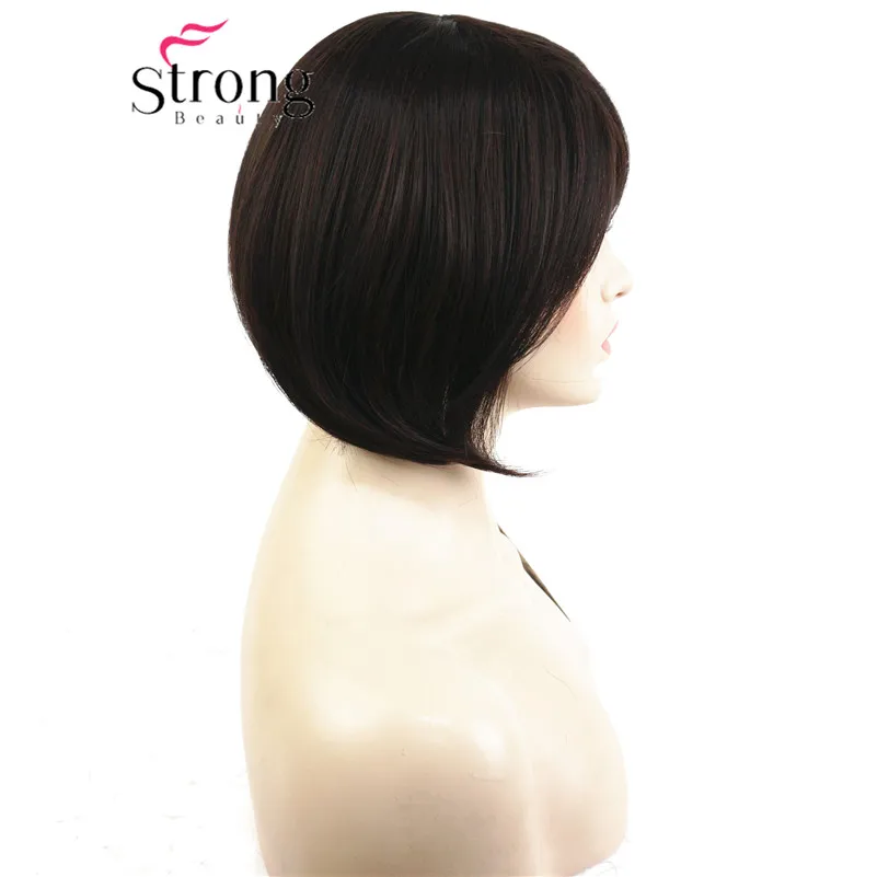 StrongBeauty короткий прямой Темно-красный выделенный Боб Стиль обметанная челка синтетический парик
