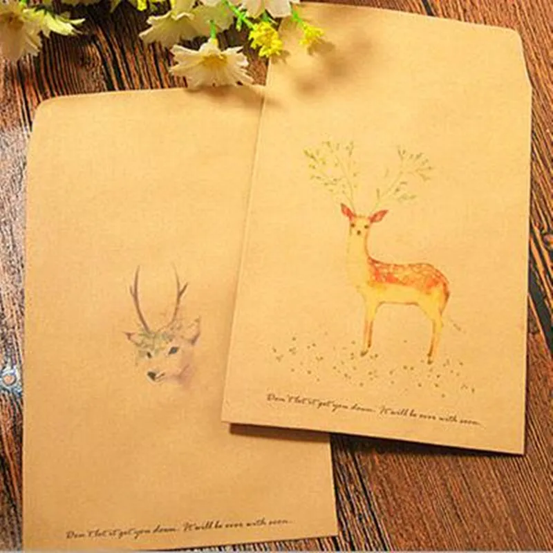 80Pcs/lot Cute forest deer envelope postcards greeting card stationery school supplies gift | Дом и сад
