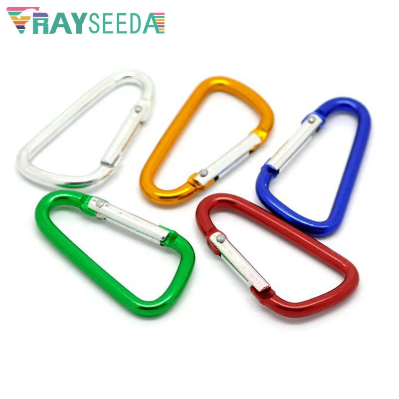 

Rayseeda 5pcs Multicolor Climbing Carabiners Mini D Shape 5# Mountaineering Carabiner Aluminium Alloy Camping Hook Clip Keychain