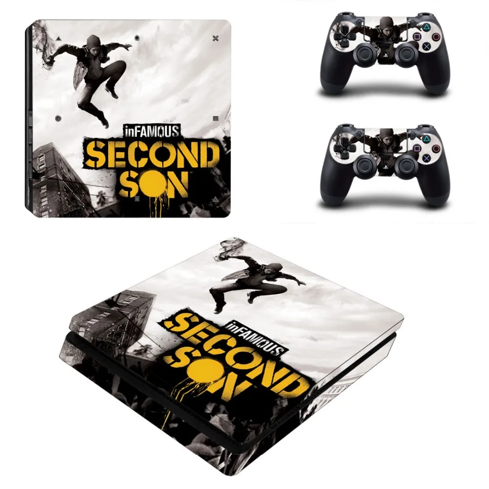Наклейка Scond Son для PS4 Slim Skin Playstaion 4 консоли наклейки + 2 контроллера защитные скины |