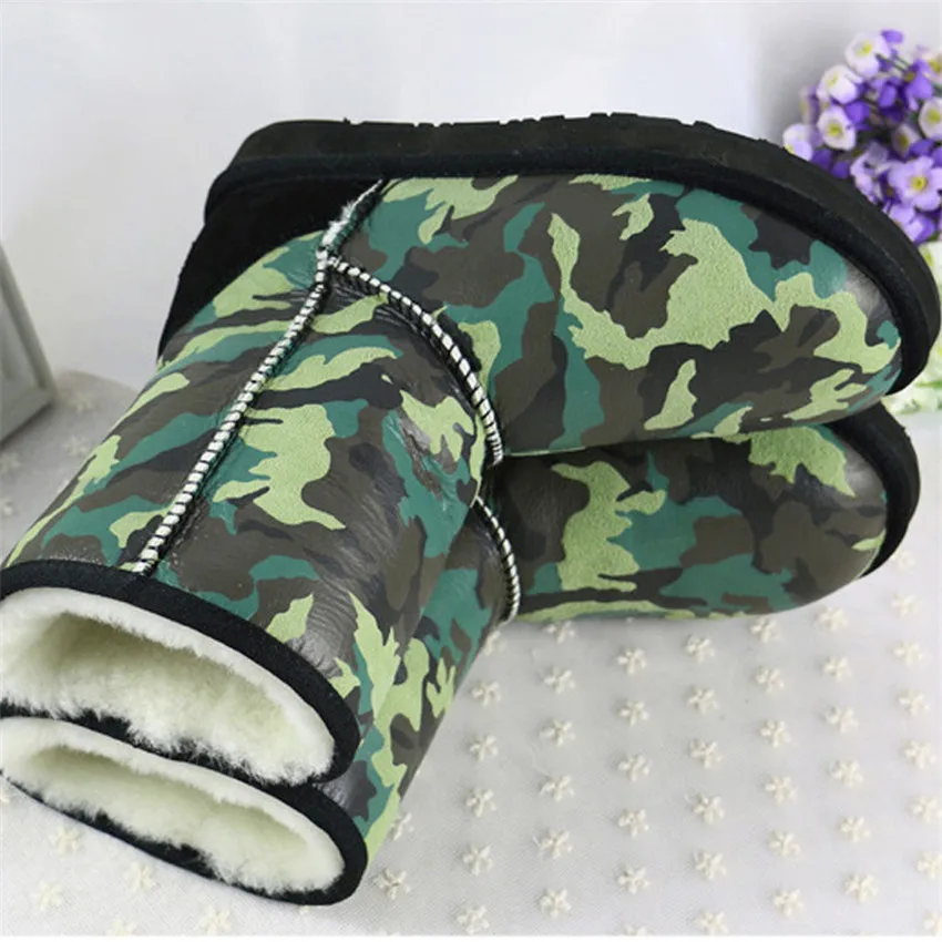 Камуфляжные зимние ботинки Женские на натуральном меху Зимняя теплая обувь