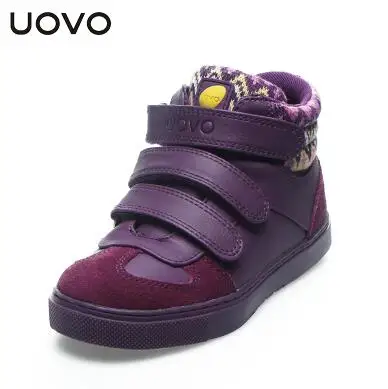 PURPLE Uovo осень обувь для детей Для мальчиков и девочек спортивная обувь 3 крючок и петлю детская обувь Высокое качество модные кроссовки для детей - Цвет: PURPLE