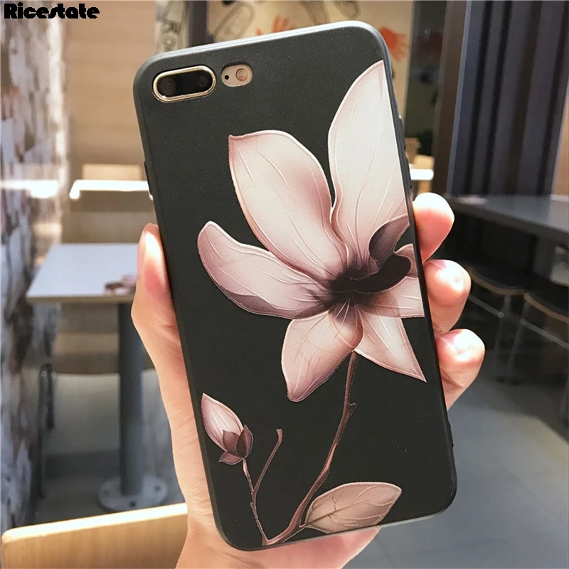 Новый чехол с цветком лотоса для iPhone 8 Plus XR X XS MAX 3D рельефный цветами розы 6 6S 7 из