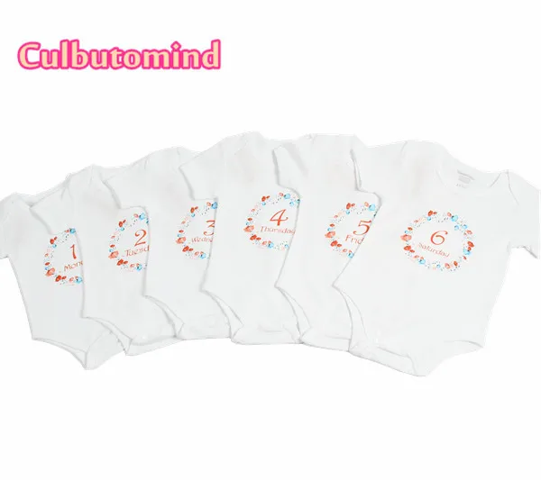Culbutomind детские с коротким рукавом пижамы для одной недели комбинезон 7 шт./лот мягкая хлопковая одежда для 0-12 м новорожденных белый повседневный комбинезон