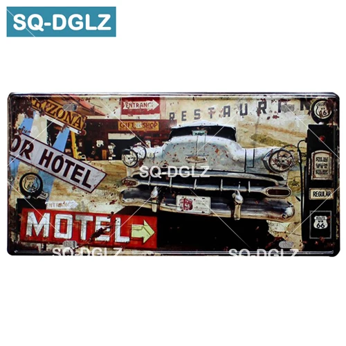 [SQ-DGLZ] США мотоцикл номерной знак бар Настенный декор ROUTE 66 оловянный знак винтажный металлический знак домашний декор живопись таблички плакат - Цвет: 0045