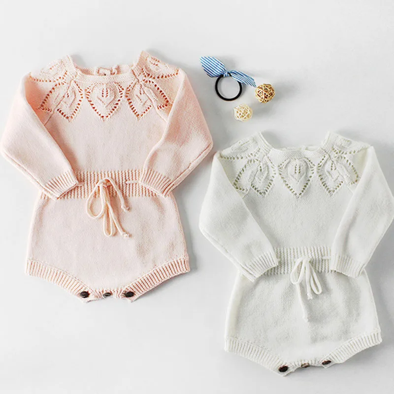 Высококачественный трикотажный комбинезон для девочек милые вязаные