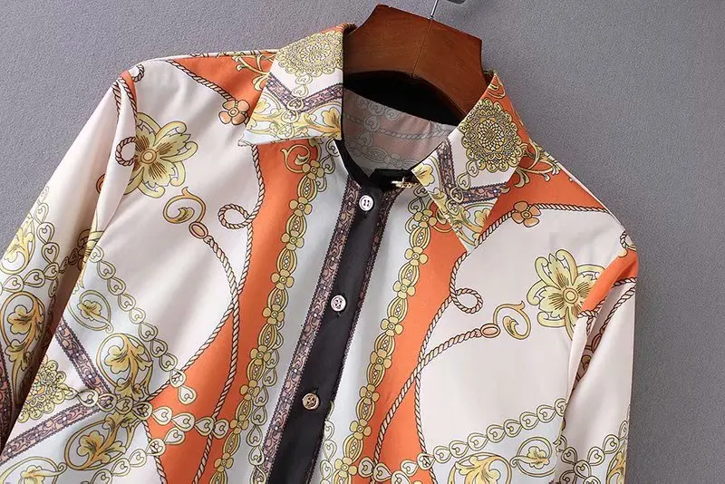 2020 Весна новое поступление vestidos с принтом цепей ретро лоскутное платье женское