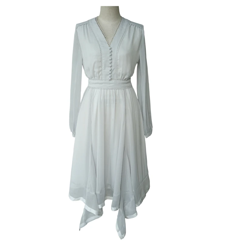 Женское винтажное платье с v-образным вырезом асимметричное миди