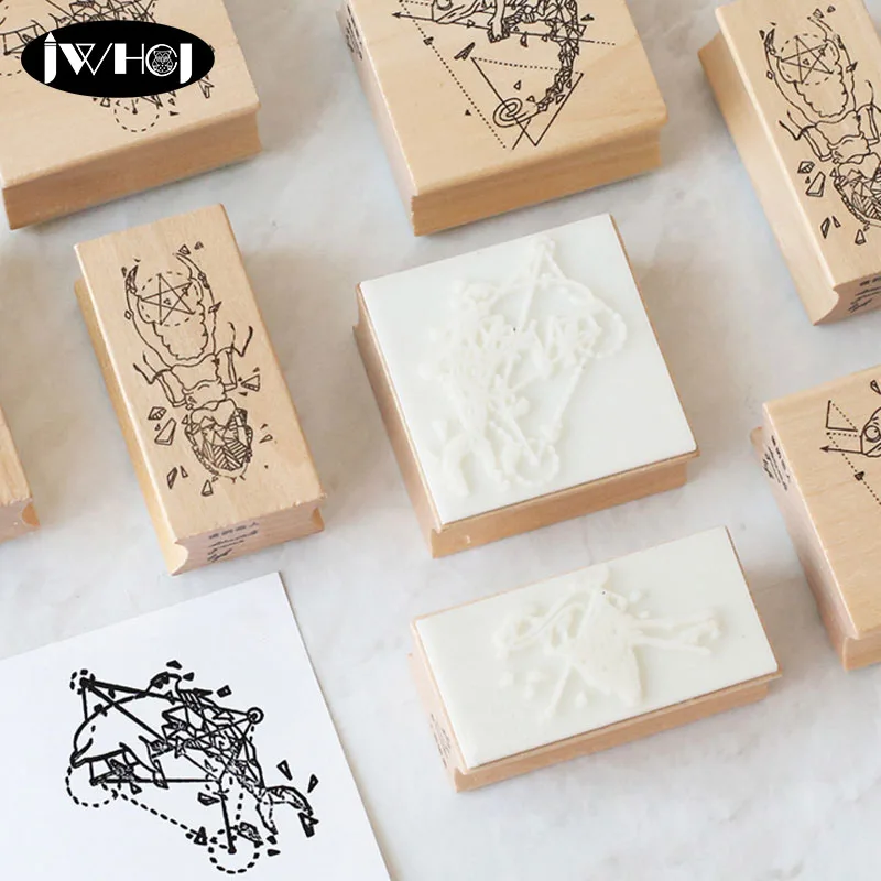 Креативные геометрические деревянные штампы DIY Деревянные и резиновые для