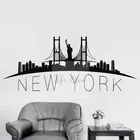 Наклейка на стену с силуэтом города, Символ Нью-Йорка, настенный плакат, съемное украшение для дома, Виниловая наклейка с изображением Нью-Йорка, AC074