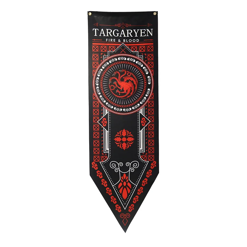 HQTargaryen 46x150 см атласная Игра престолов баннер для дома декоративные флаги Таргариен Старк Ланнистер HQ украшение для бара комнаты флаг получил баннеры - Цвет: HQTargaryen