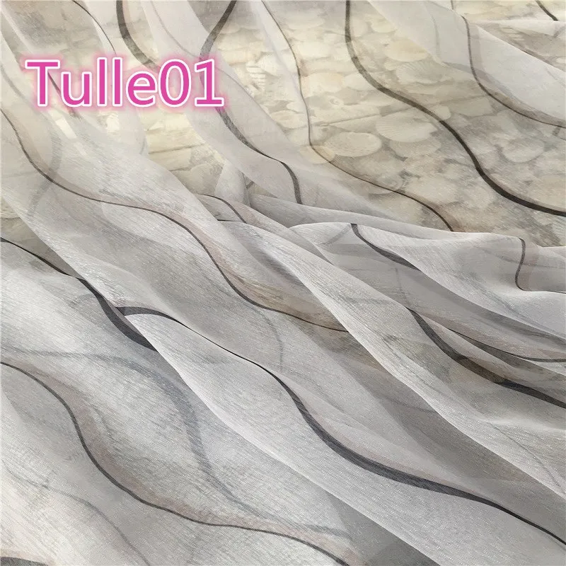 Tulle01 Современная занавеска в полоску, занавеска для гостиной, новая вуаль, тюль с драпировкой, серый, коричневый, для гостиной, 380& 20 - Цвет: Tulle01