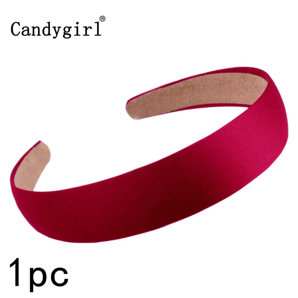 Red Headbands 1 шт., разноцветный атлас, жесткие повязки на голову, простая лента для волос, Нескользящая лента для волос для женщин и девочек, ширина 1,1 дюйма/3 см - Цвет: Red Headbands
