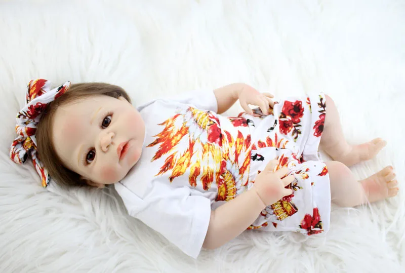 BZDOLL 22 &quotполный силиконовые куклы для младенцев девочек Bebe 55 см Реалистичная Reborn
