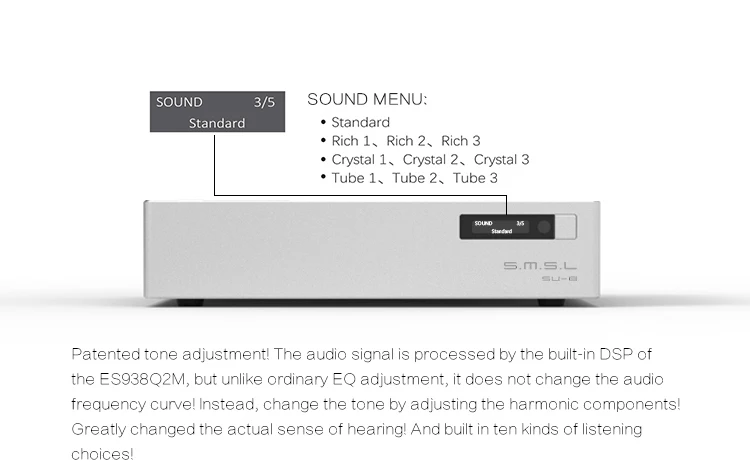 SMSL S.M.S.L SU-8 Hi-Res DAC ES9038Q2M* 2 DSD 64/512 PCM 44,1/768 кГц USB/оптический/коаксиальный декодер