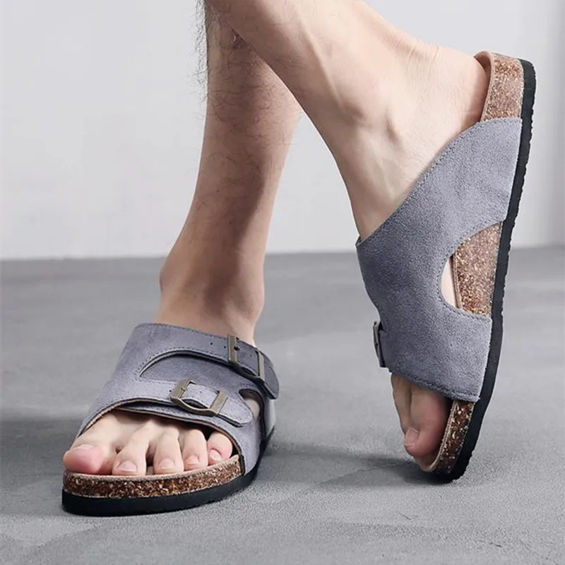 COSMAGIC 2020 Модные мужские пляжные пробковые тапочки летняя Пряжка Нескользящая