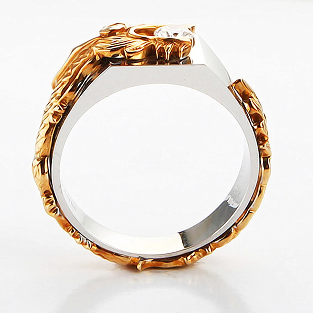 Новинка 2018 модное кольцо с драконом властное мужское золотого цвета полным