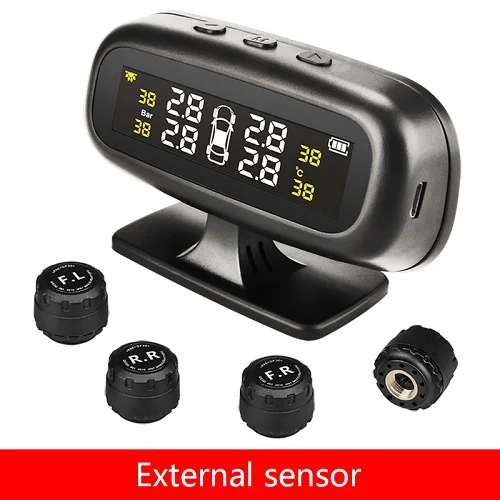 External Sensors Автомобильный Солнечный TPMS внутренний/внешний датчик давления в шинах монитор беспроводной контроль давления в шинах Система сигнализации ЖК-дисплей цветной дисплей - Тип: External Sensors