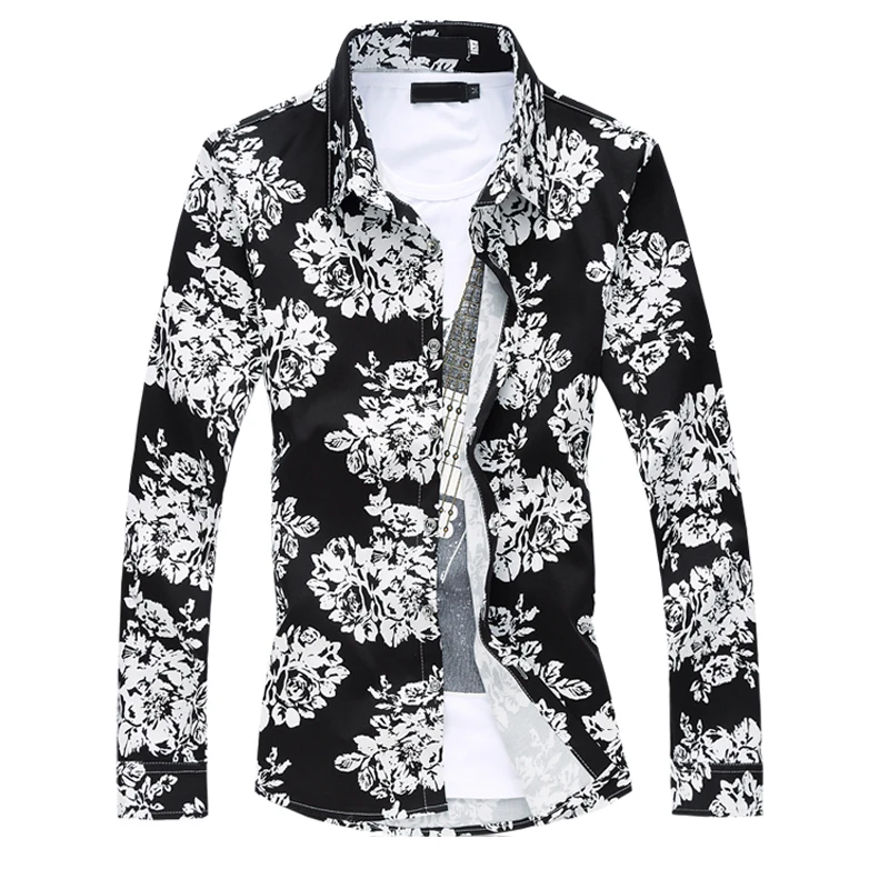 Новое поступление 2017 модная повседневная мужская рубашка большого размера с