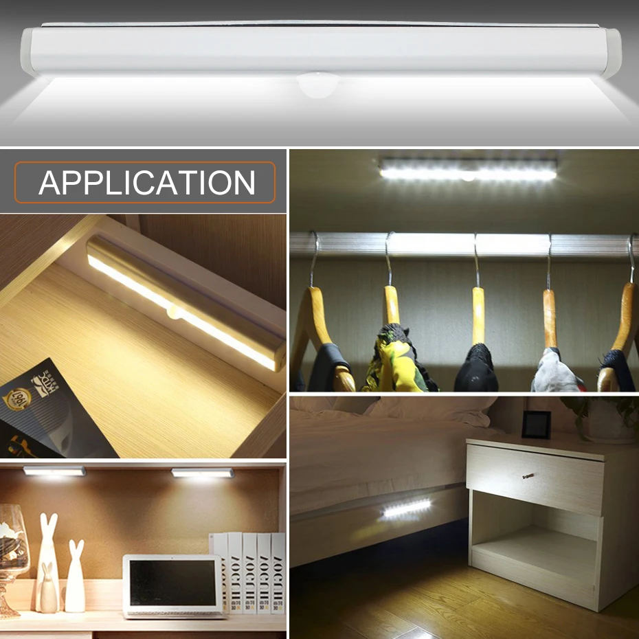 

Battery Powered Led Cabinet Light 6/10 LEDs Wireless Motion Sensor Cupboards Closet Light Night Lamp With Magnet Sticker