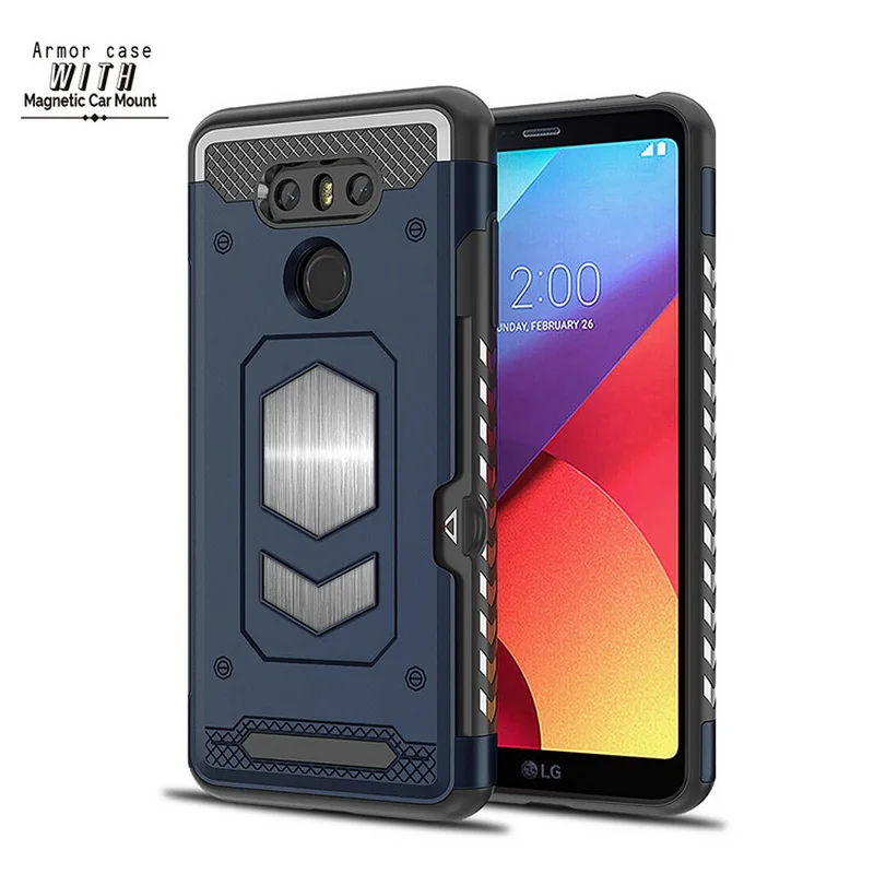 Гибридный бронированный Магнитный чехол-подставка на присоске для LG G7 G6 V30 держатель для карт слот полный чехол защитный чехол s для LG Q6 Q8 V30