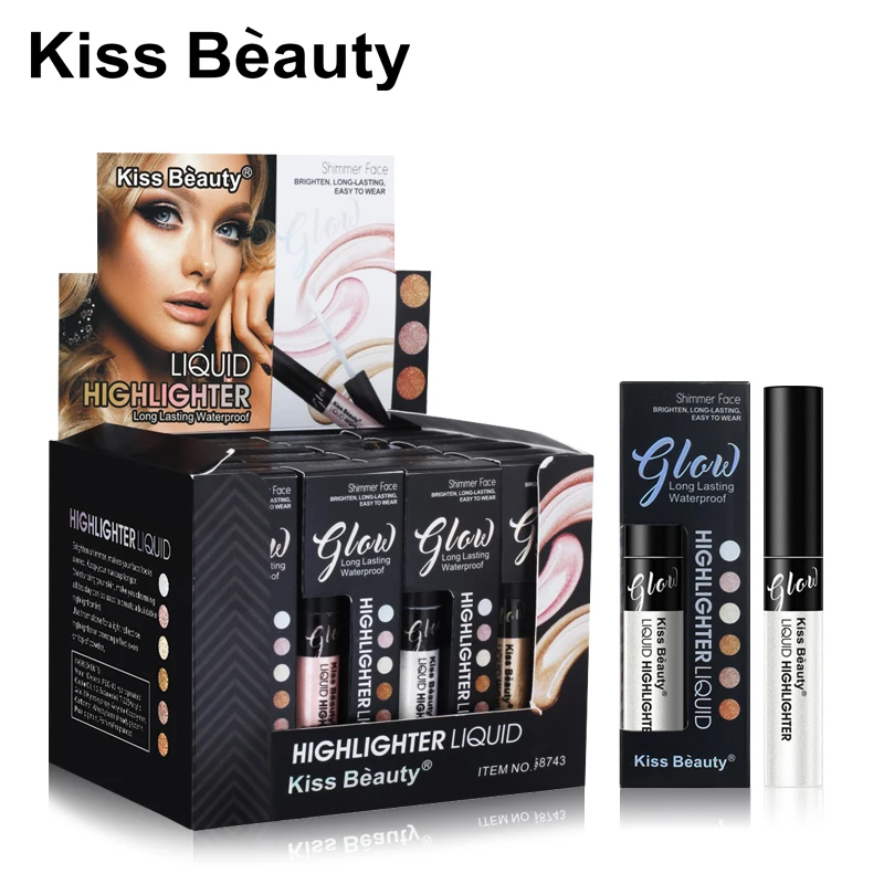 Блестящая жидкая хайлайтер Kiss beauty контурный крем цвета розового золота и серебра