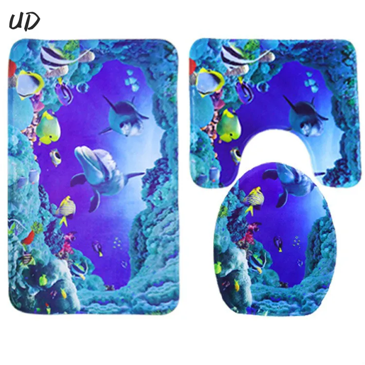 3 шт./компл. крышка для унитаза с башней и булыжником набор ковриков ванной